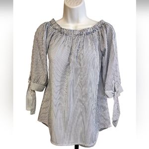 Zuiki 3/4 Tie Sleeve Pullover Striped Tunic Top 100% Viscose Made in Italy Small